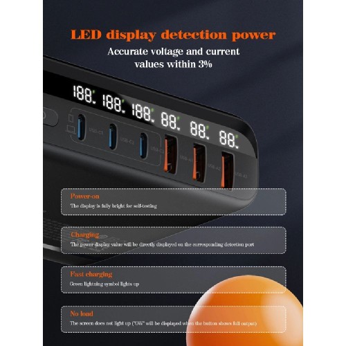 USB CHARGER  A6140C 140W GAN 3xUSB-A & 3xUSB-C BLACK